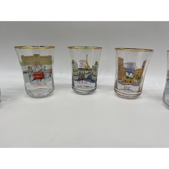 Anthropologie Holiday In The City Juice Glass Drinking Glasses 2024 Full Set - Picture 9 of 16